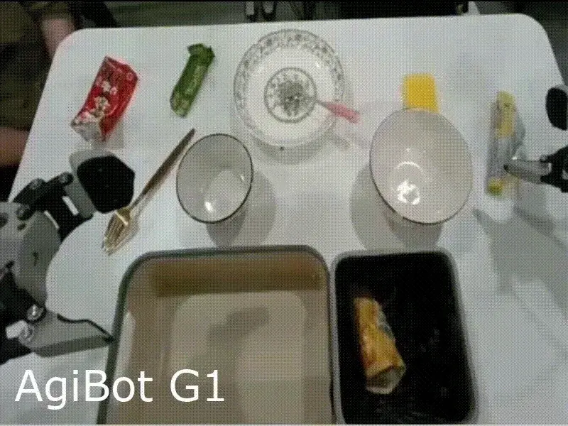 Bimanual table clearing on AgiBot G1